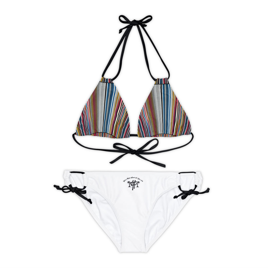 YOLIY T4 "White/Stripe" Combined AI Generated Design -  Bikini Set