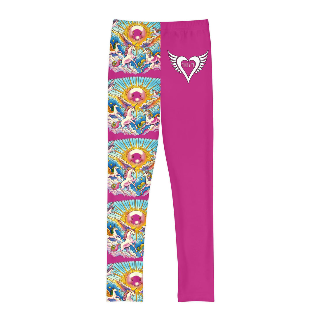 AI (Combined Generated) YOLIY T4 "Dark Pink" Whimsical Unicorn Youth Leggings