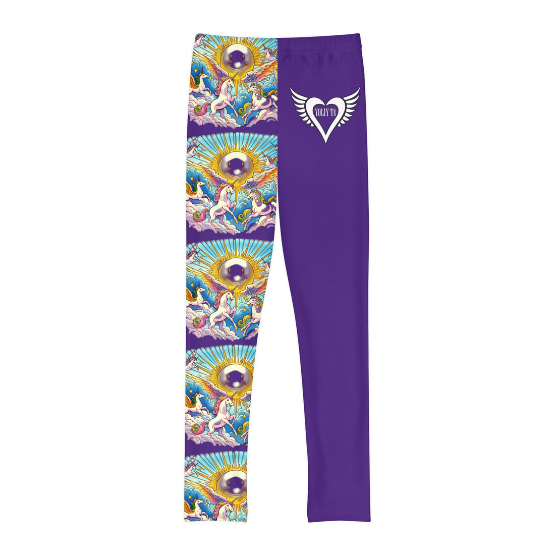 AI (Combined Generated) YOLIY T4 "Dark Purple" Whimsical Unicorn Youth Leggings