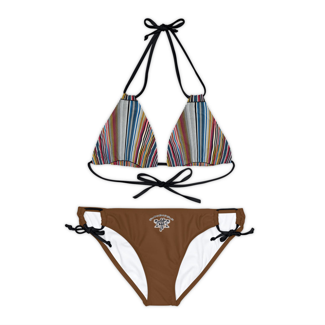 YOLIY T4 "Brown/Stripe" Combined AI Generated Design -  Bikini Set