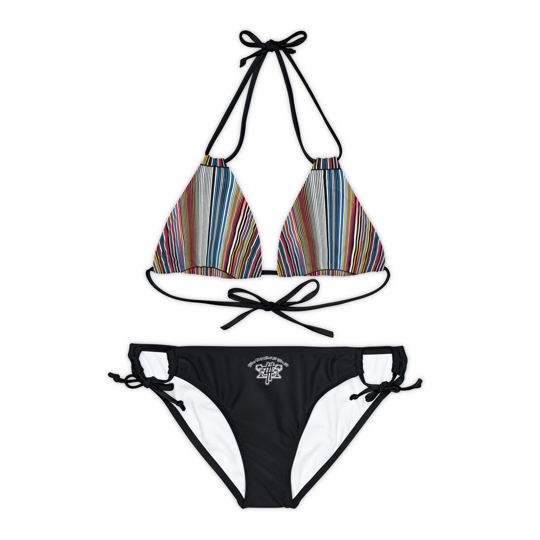 YOLIY T4 "Black/Stripe" Combined AI Generated Design -  Bikini Set