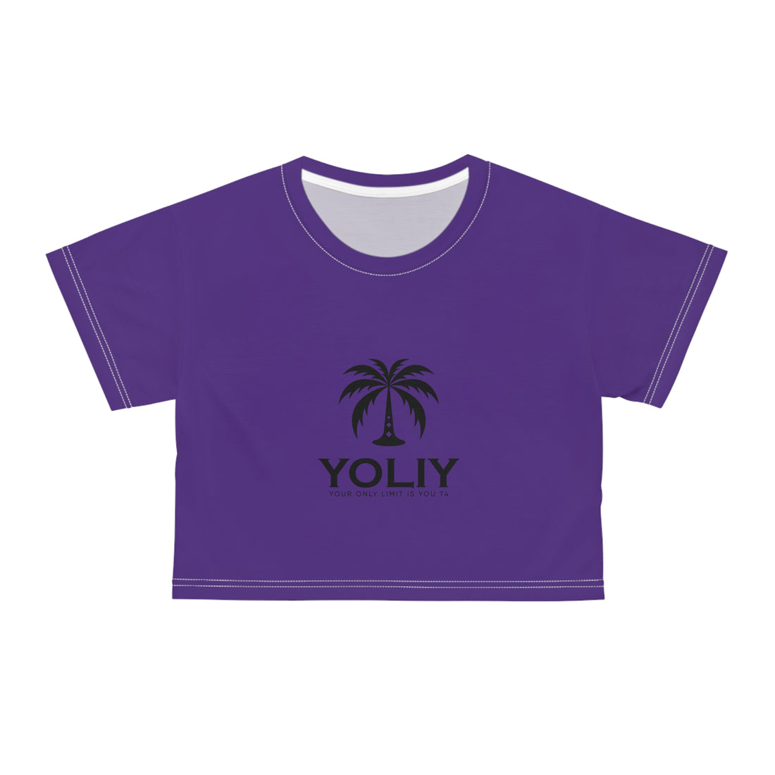 YOLIY T4 "Purple" Crop Tee with Palm Tree Design