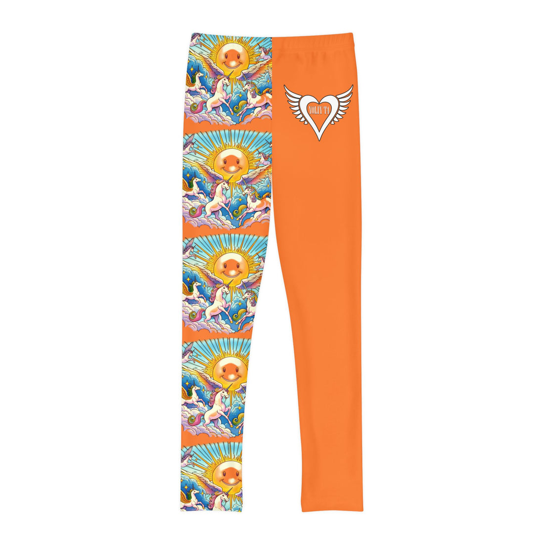 AI (Combined Generated) YOLIY T4 "Orange" Whimsical Unicorn Youth Leggings