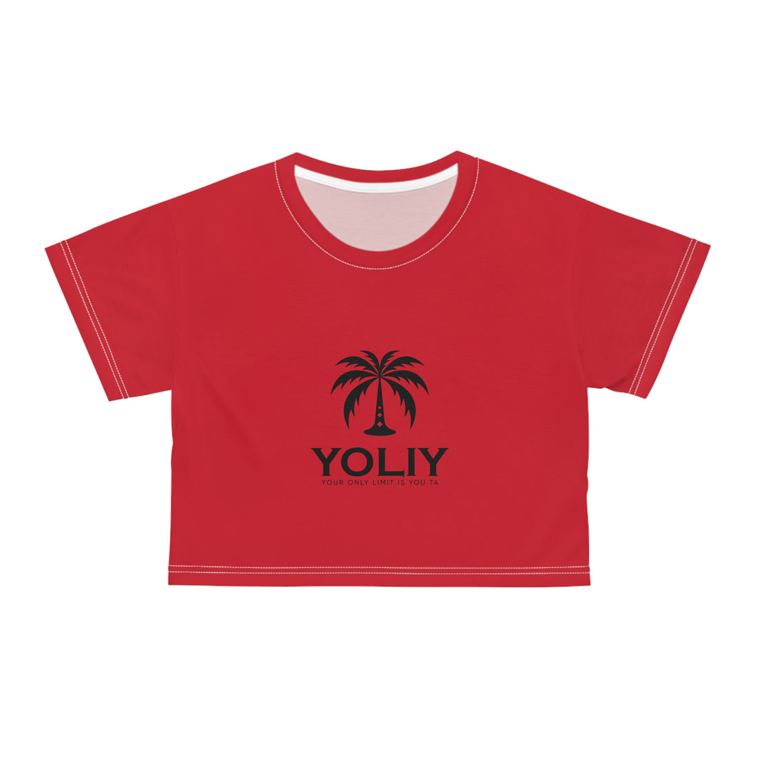 YOLIY T4 "Red" Crop Tee with Palm Tree Design