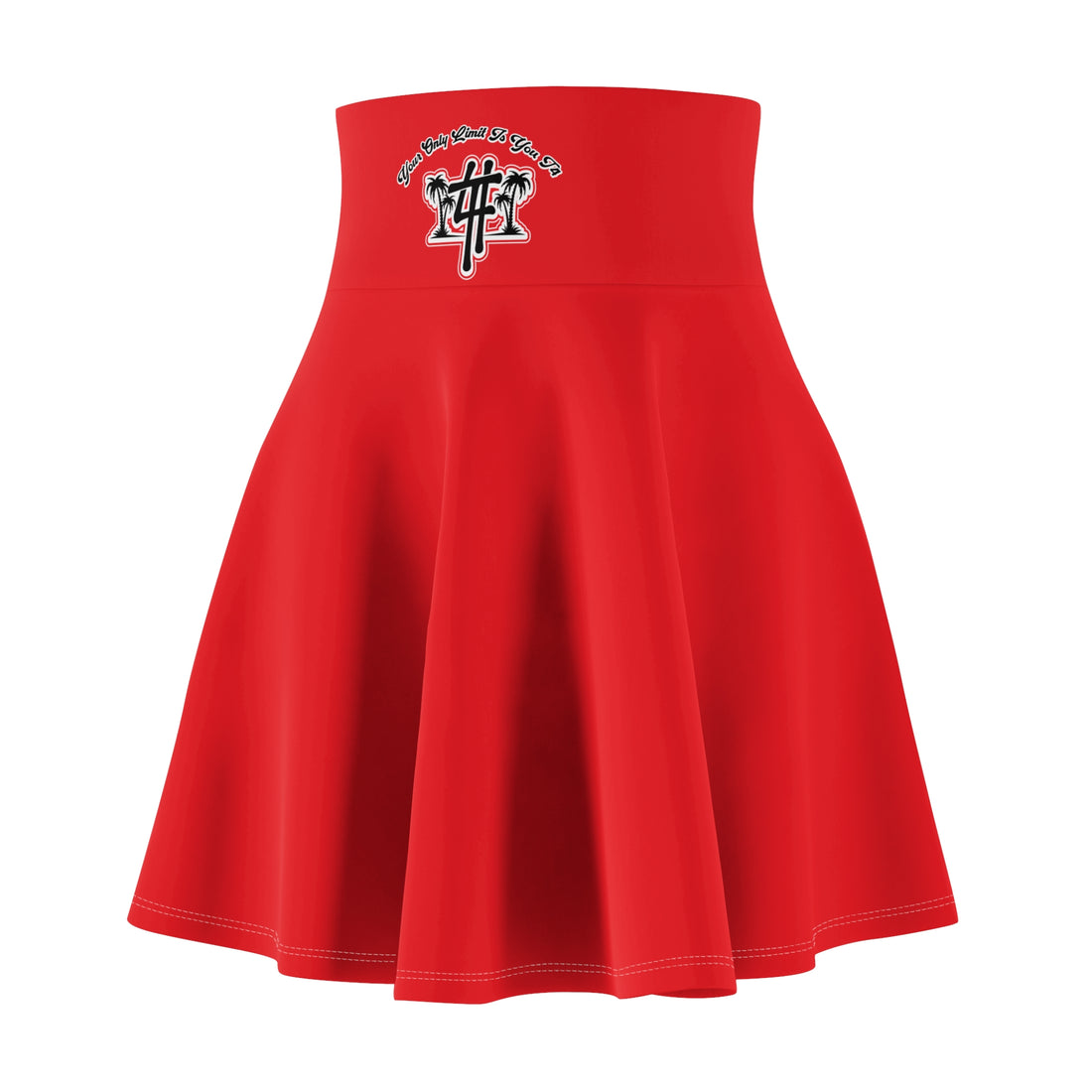 YOLIY T4 red skater skirt – high-waisted women’s streetwear with flared fit.